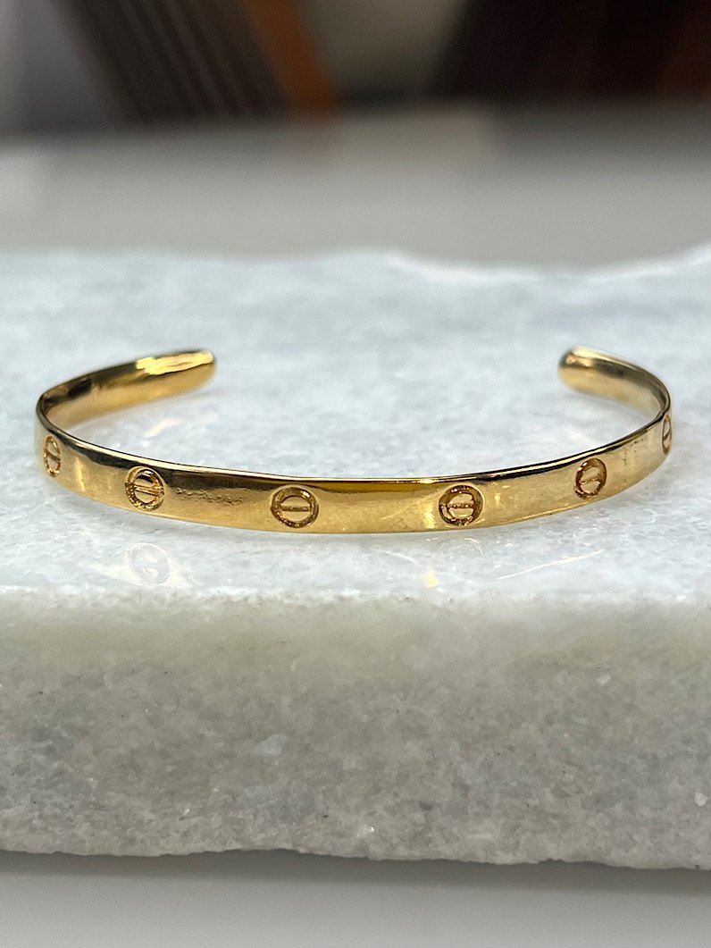 Bracelete Maitê Folheado Liso Dourado