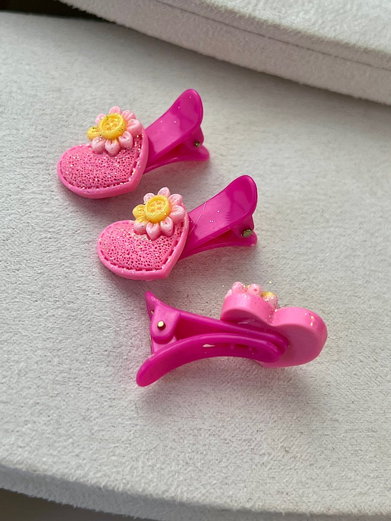 Kit Presilhas Infantil de Coração e Flor