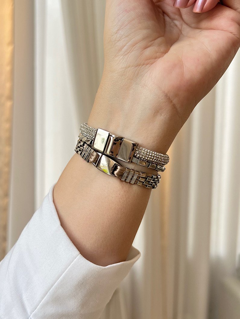 Mix Pulseiras Brilhante Pizza Zircônia e Canutilhos