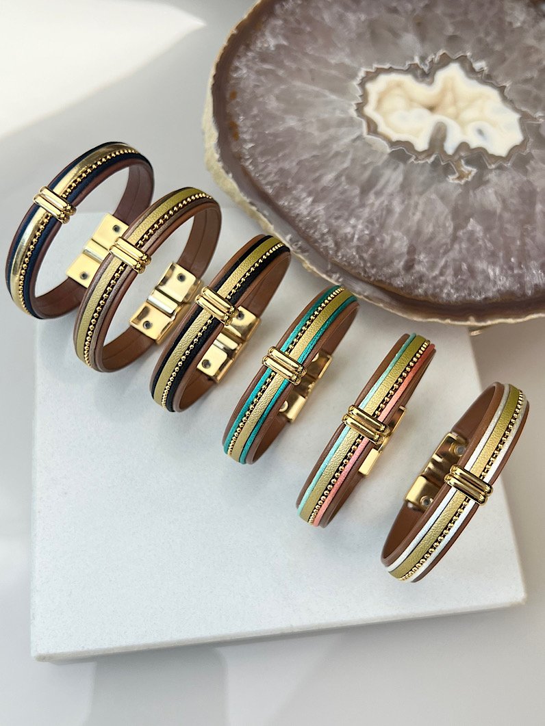 Pulseira Imã Carol Com Detalhes Dourados