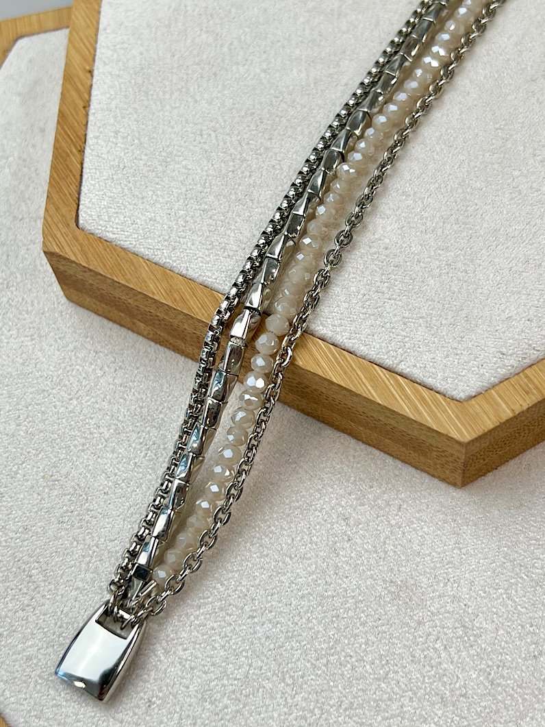 Pulseira Imã Leticia com Cristais Bege