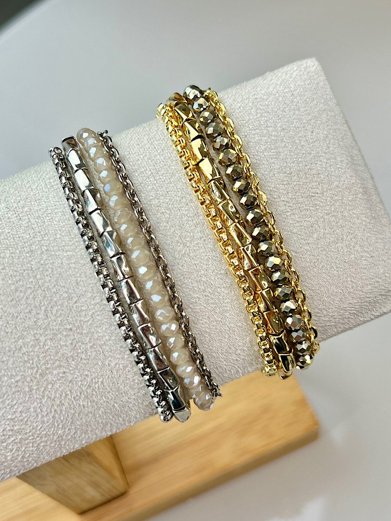 Pulseira Imã Leticia com Cristais Bege