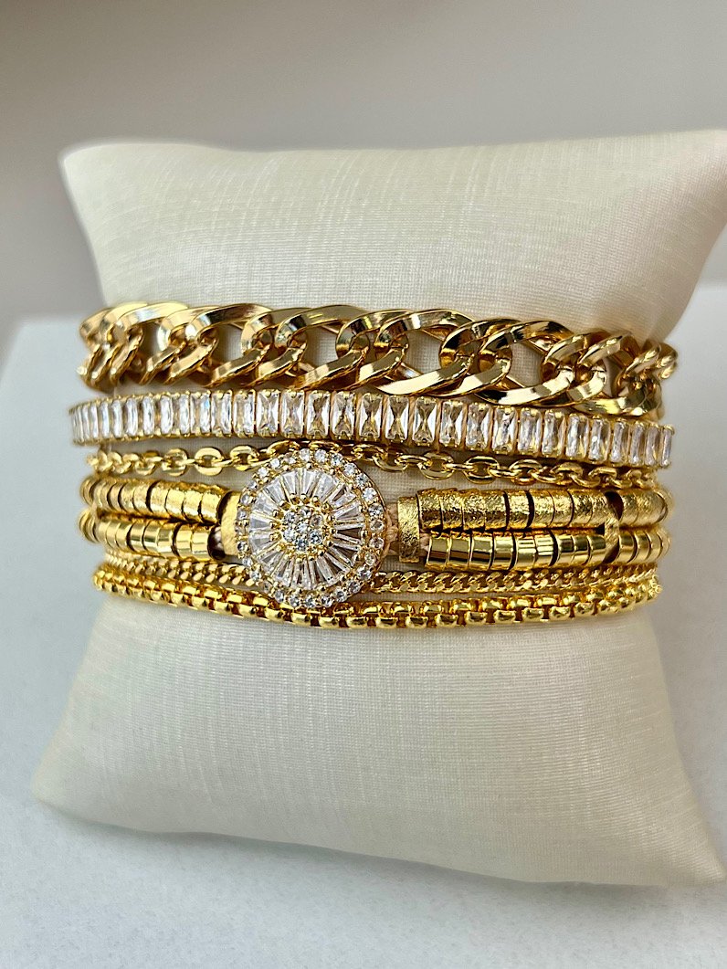 Pulseira Imã Yasmin Pizza de Zircônia Dourada