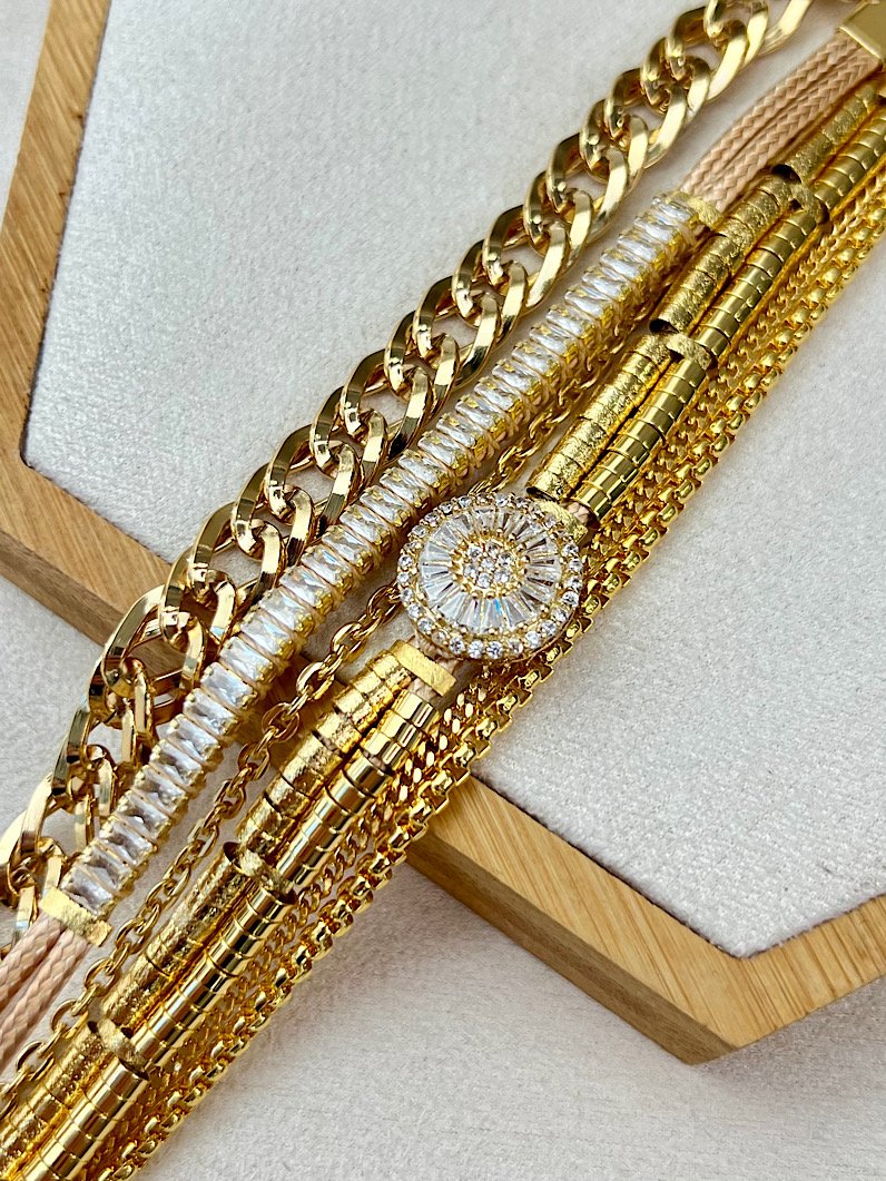 Pulseira Imã Yasmin Pizza de Zircônia Dourada